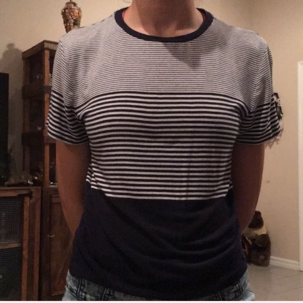 Navy multi stripe shirt