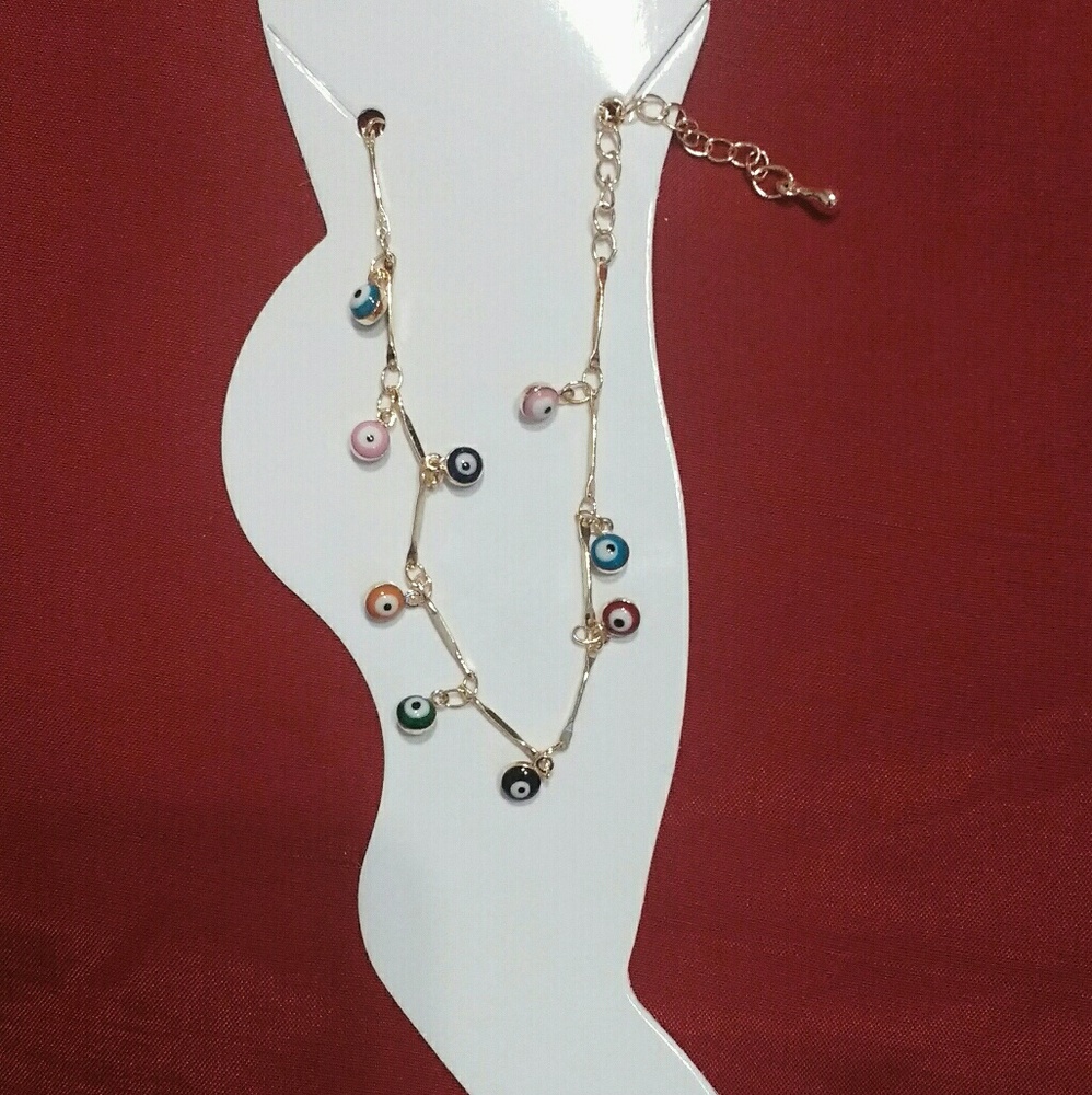 Multicolored Evil Eye Anklet