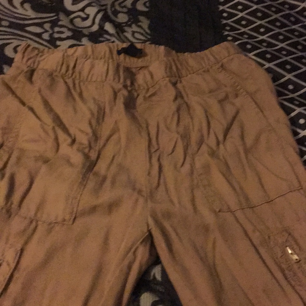 Trendy drawstring khaki cargos
