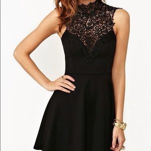 Crochet Lace Trim Skater Dress
