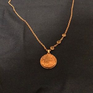 Blush pink drusy Fossil necklace