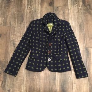 Boden Navy Wool Polka Dot Blazer