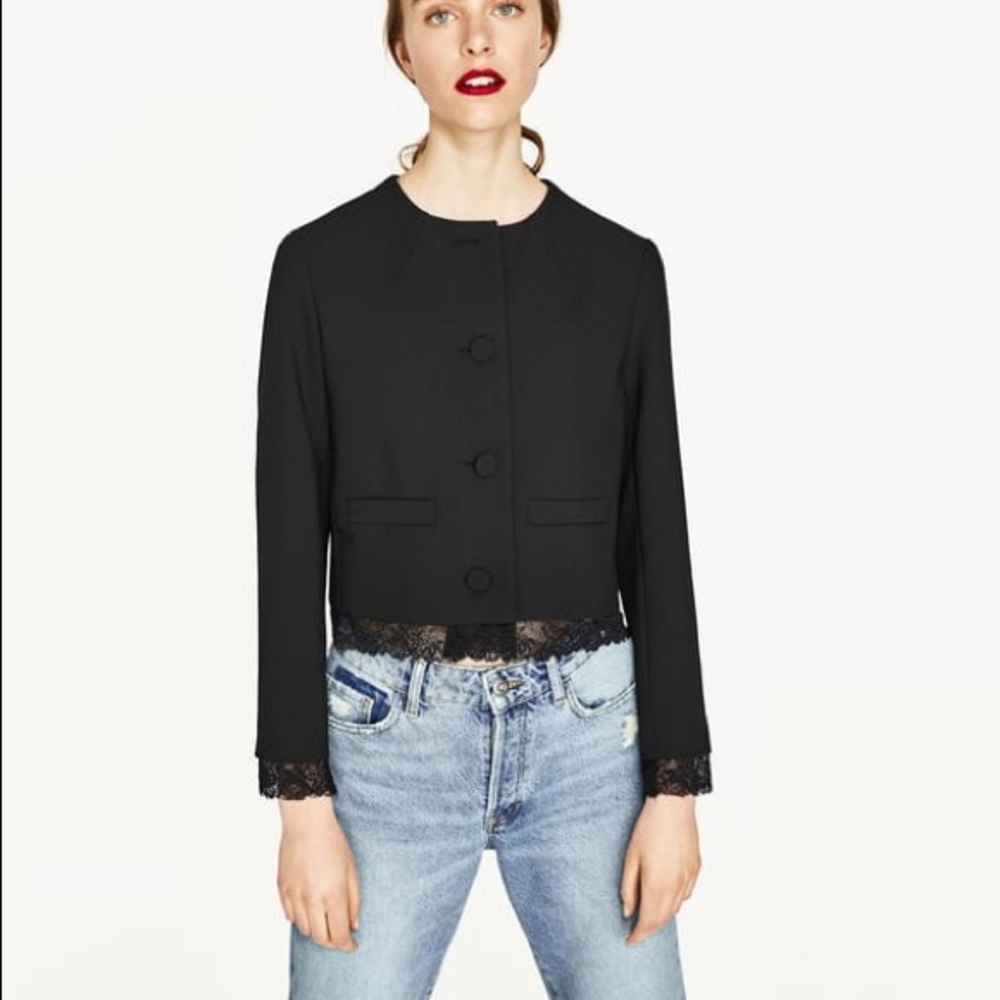 ZARA- Premium Black contrast Lace jacket 😍😍😍😎