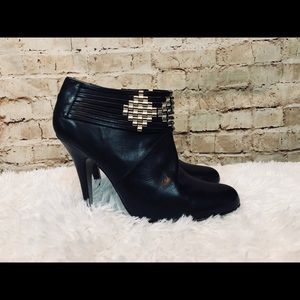 New Ted Baker Black Leather Stiletto Ankle Boots