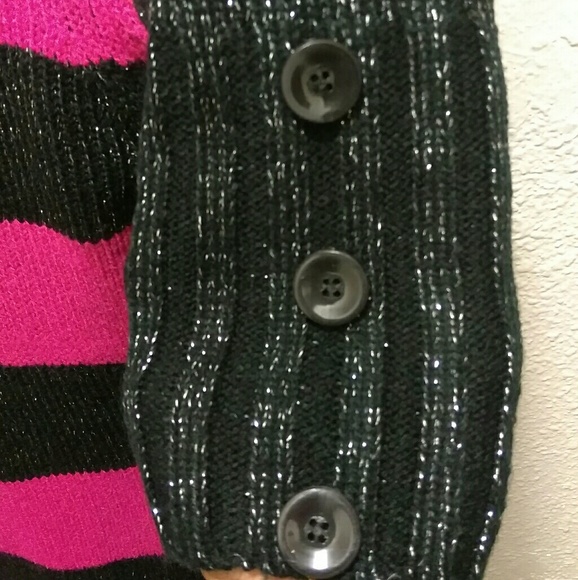 #083👉🏼New Sweater Shirt Pink/Black/Silver #NoTag - Picture 2 of 4