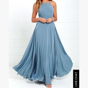 Lulu's slate blue maxi dress (bridesmaid dress) XS