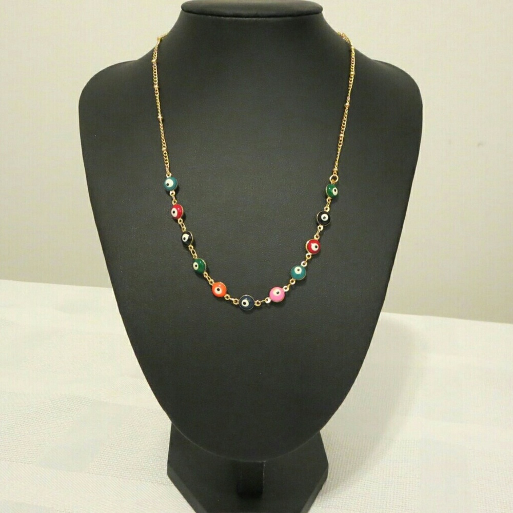 Multicolored evil eye necklace