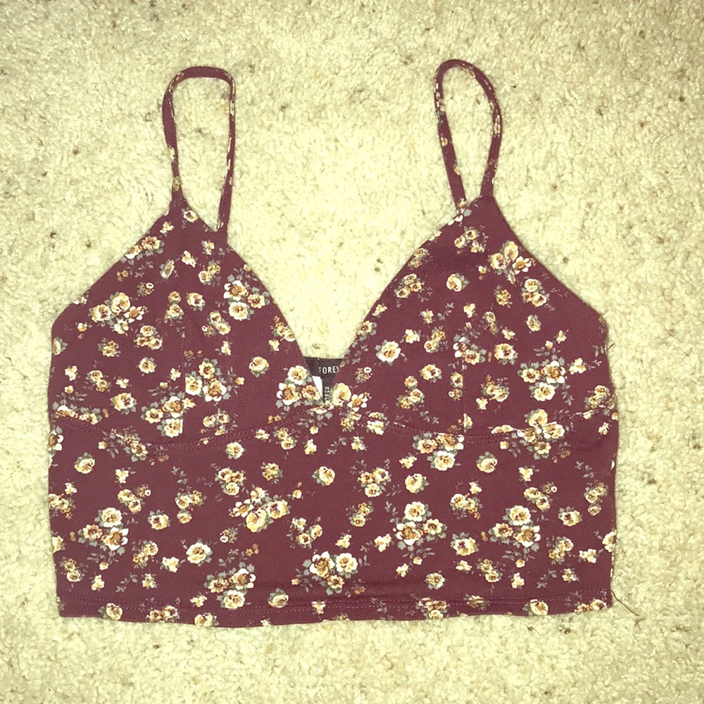 Red floral crop top