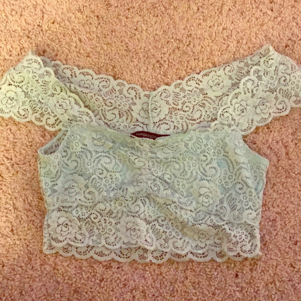 Light Blue lace crop top