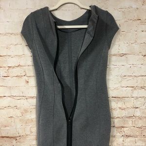 Small H&M Gray Bodycon Dress Full Zipper Midi