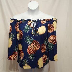 NWOT Flirty Pineapple Off the Shoulder Top