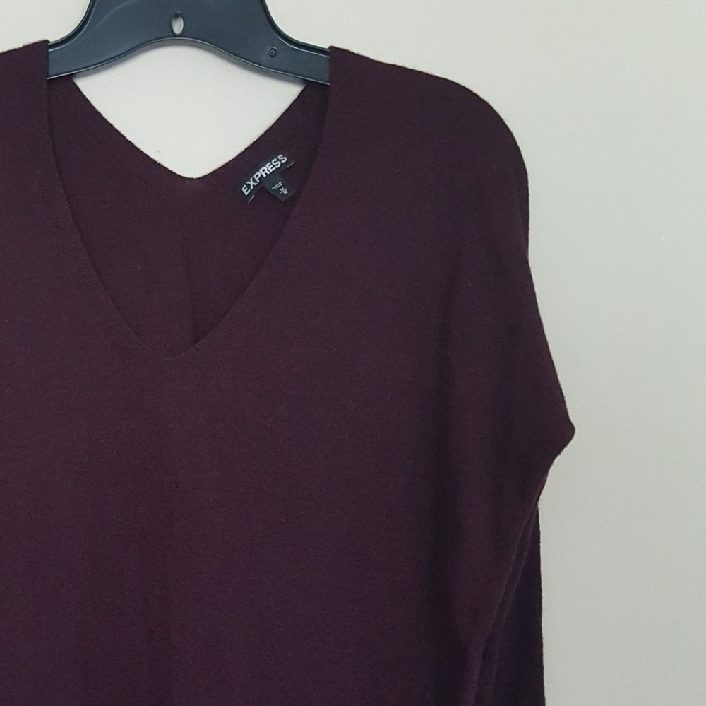Burgundy/Black Marl Wool Blend V-neck Sweater