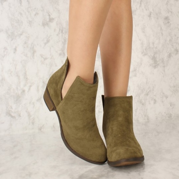 olive green booties heels