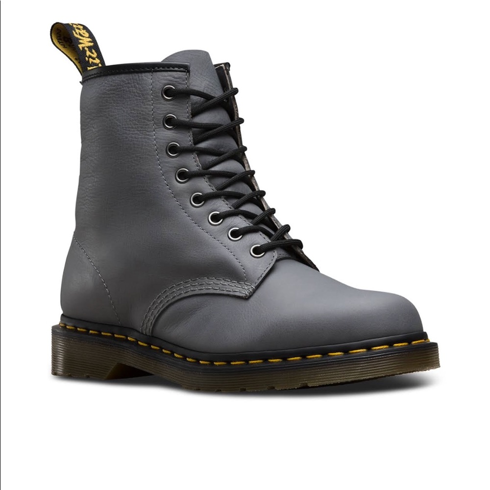 Dr. Martens Leather Boots in Titanium/Gray