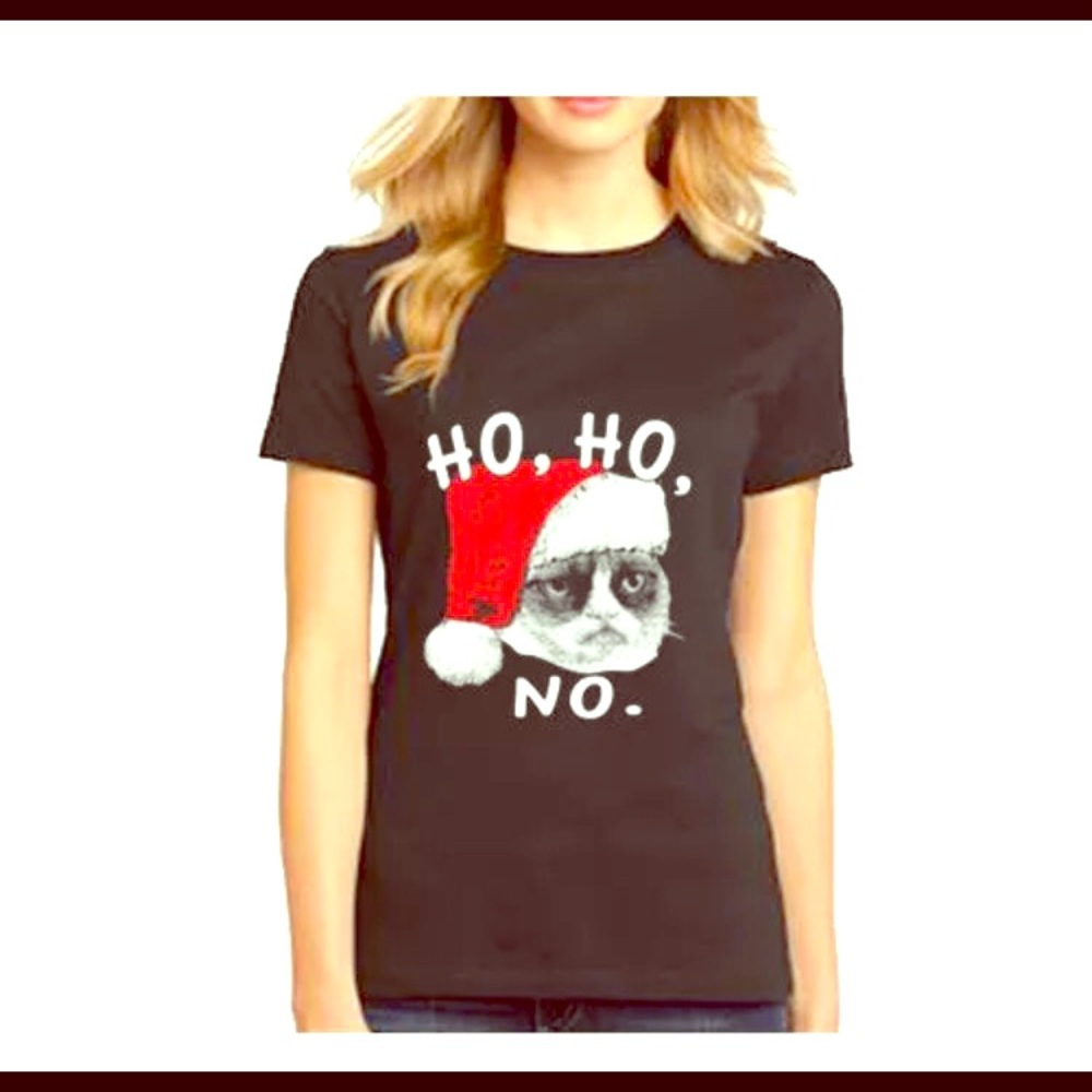 Christmas funny Ho ho no Grumpy cat T shirt
