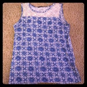 Blue and white tank top