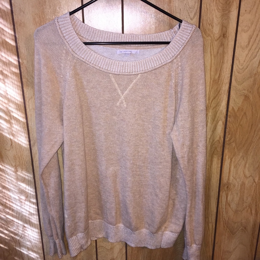 GAP XL Wool/Acrylic Light Tan Scoopneck Sweater