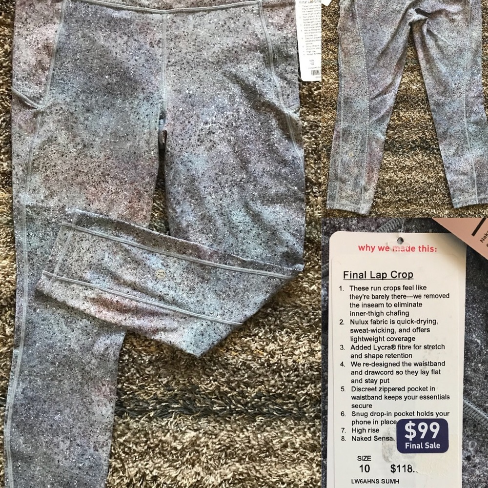 NWT lululemon Final Lap Crop size10
SUMH - Picture 1 of 1