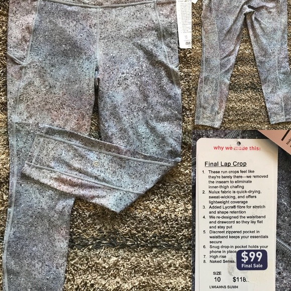 lululemon Other - NWT lululemon Final Lap Crop size10
SUMH