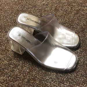 jeffrey campbell invisible mules sandal - 99% new