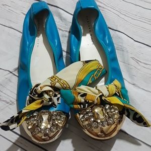 Fabian Rizzo jeweled flat shoes with scarf s 40
