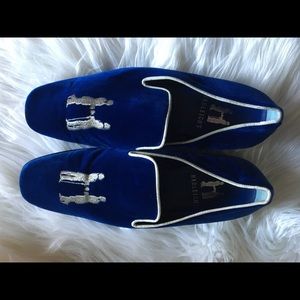 HADLEIGH'S Blue Velvet Smoking Slippers Loafers
