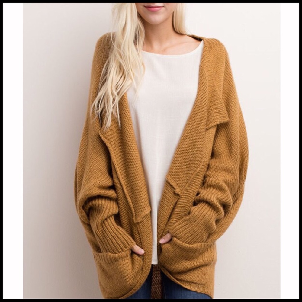 OVERSIZED CAMEL COLOR CARDIGAN - Picture 2 of 8