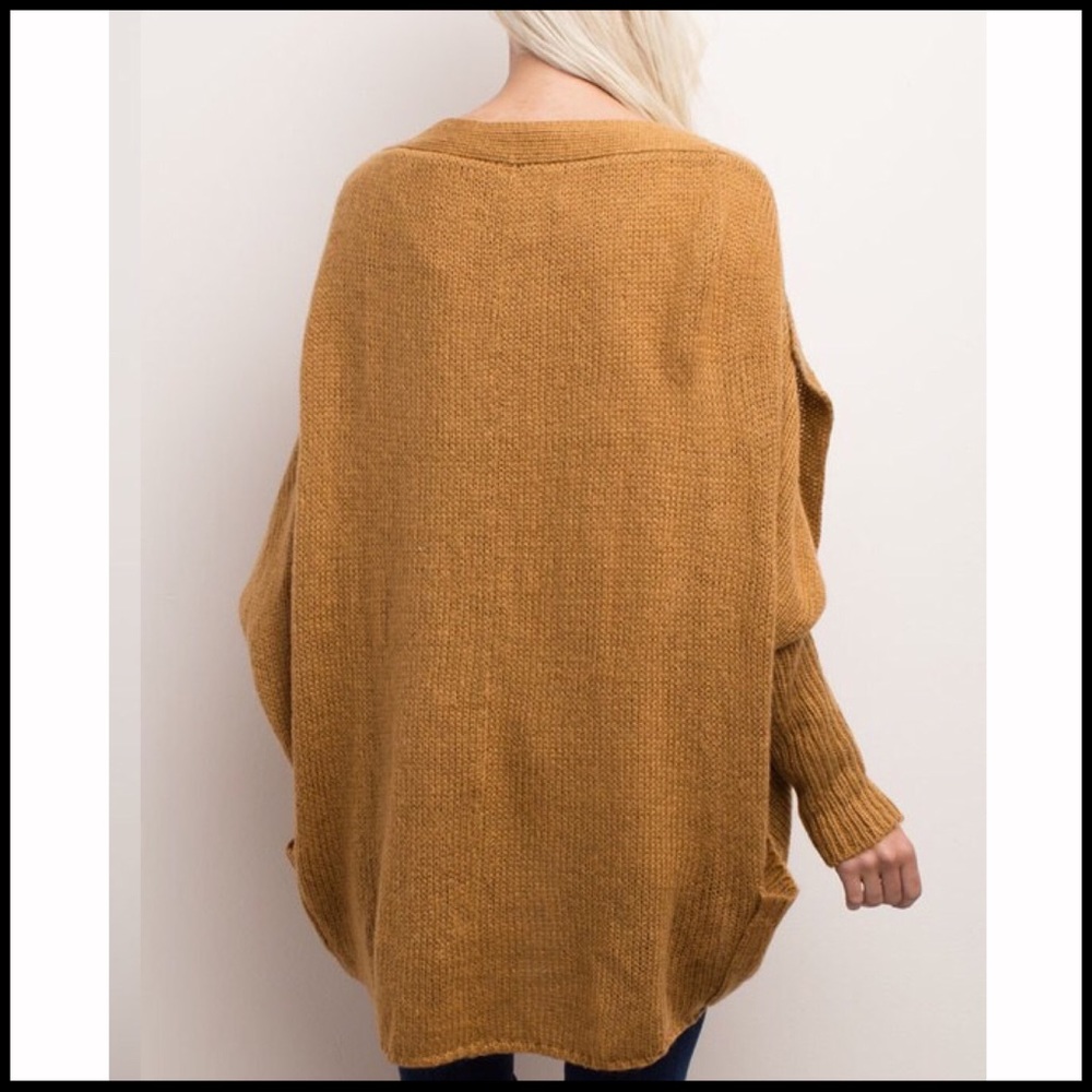 OVERSIZED CAMEL COLOR CARDIGAN - Picture 5 of 8