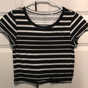 Black and White Striped Crop Top