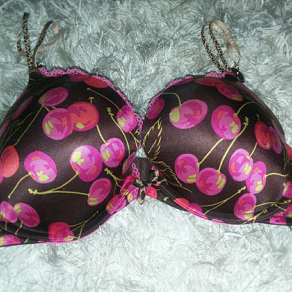Victorias Secret Brown PushUp Cherry Print Bra 36D