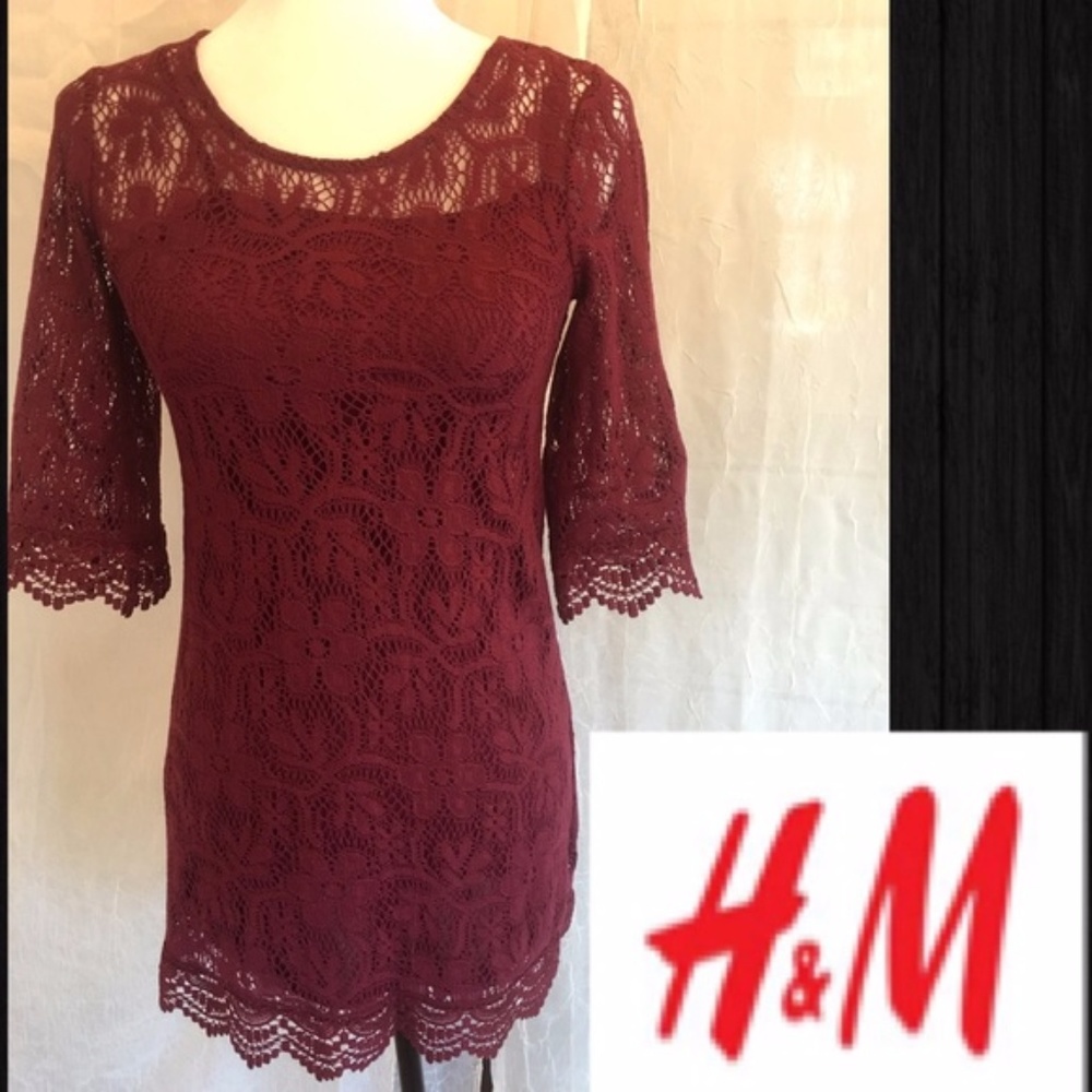 H&M Maroon Crochet Dress