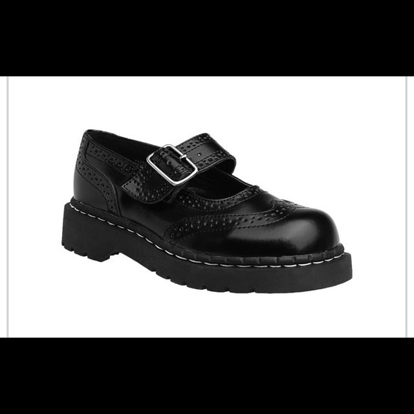 TUK Shoes - TUK anarchic chunky black brogue mary janes