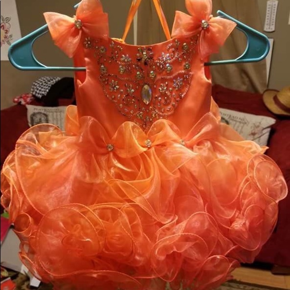 Tangerine pageant dress 12-18 months EUC