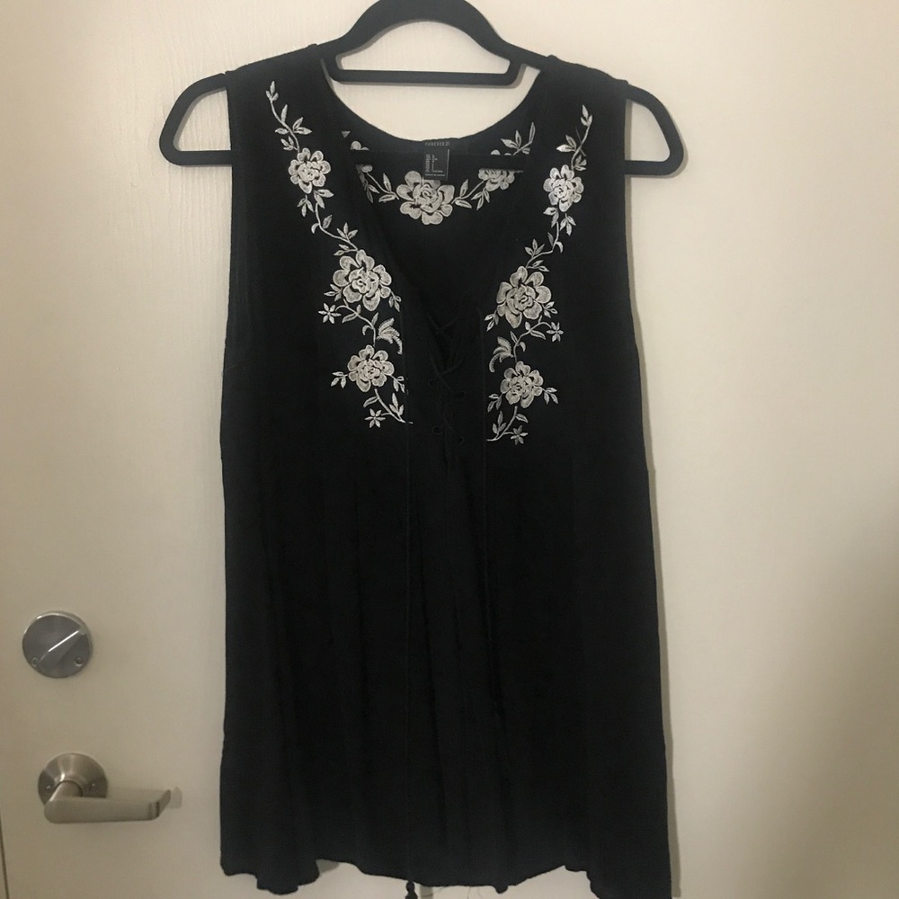 F21 lace up tank