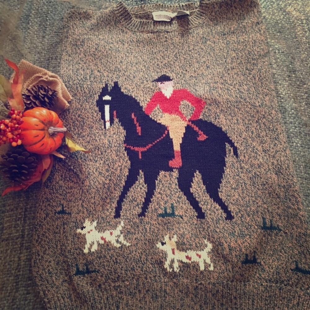 Vintage Fox Hunt Equestrian Sweater