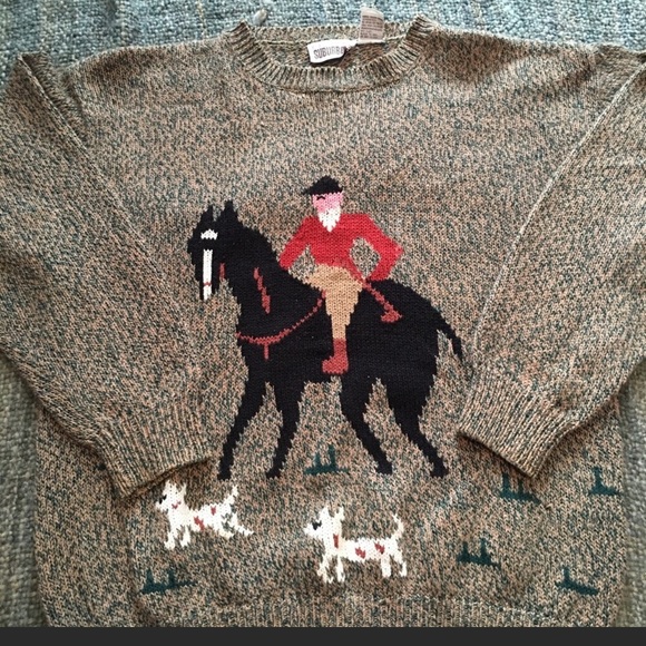 Vintage Fox Hunt Equestrian Sweater - Picture 2 of 2
