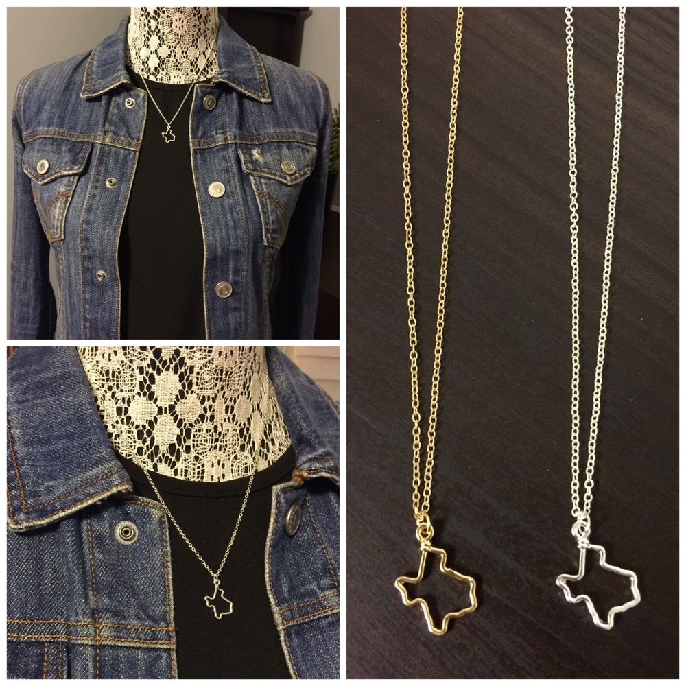Texas State Silver Plated Pendent Charm Necklace