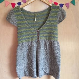 Free People Babydoll Fair Isle Nordic Sweater Top