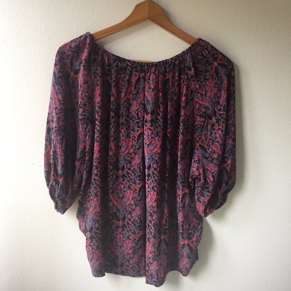 Joie Silk Newbury Peasant Blouse in Fuchsia - Picture 5 of 8