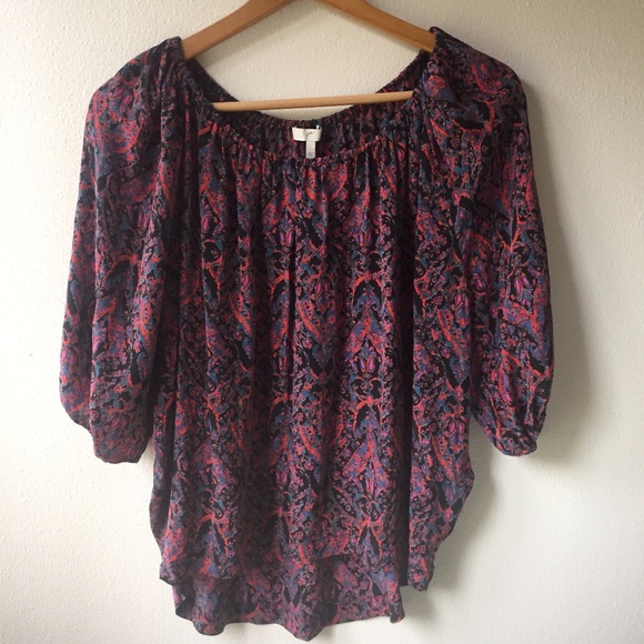 Joie Silk Newbury Peasant Blouse in Fuchsia - Picture 4 of 8