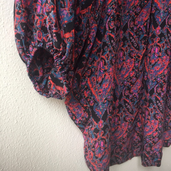 Joie Silk Newbury Peasant Blouse in Fuchsia - Picture 7 of 8