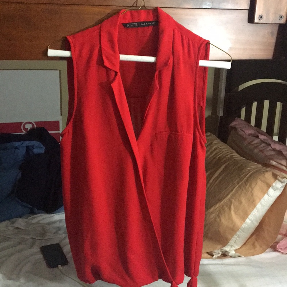 Red Zara blouse for the holidays!