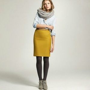 J. Crew Mustard Yellow 100% Wool Skirt