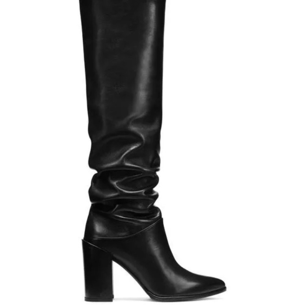 NIB Stuart Weiztman Scrunchy Knee High Boots