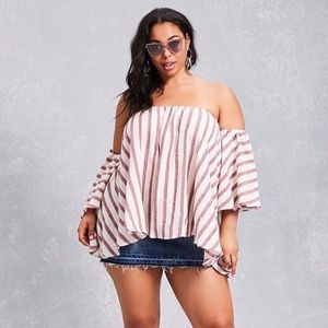 Forever 21 Plus Size Off Shoulder Stripe Top 2X