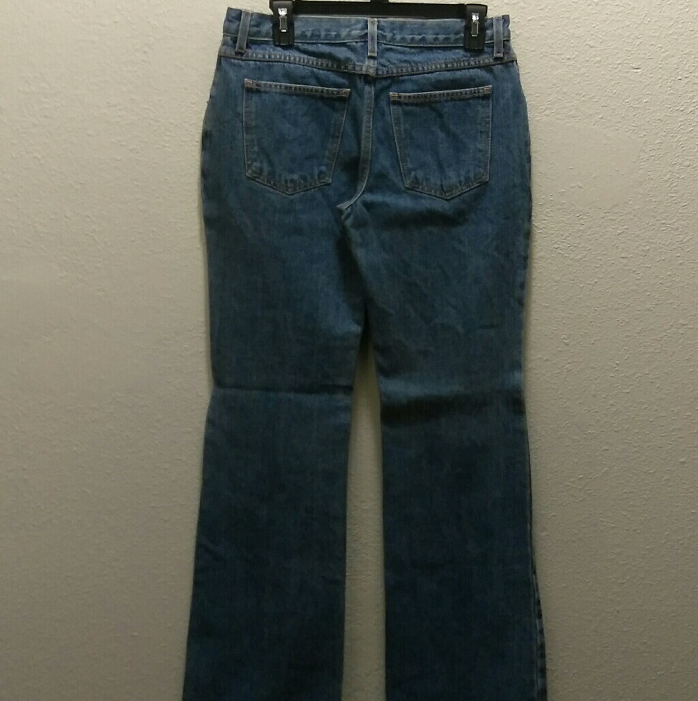 #036👉🏼Bell Bottom Blue Jeans With American Flag Left Leg - Picture 2 of 6