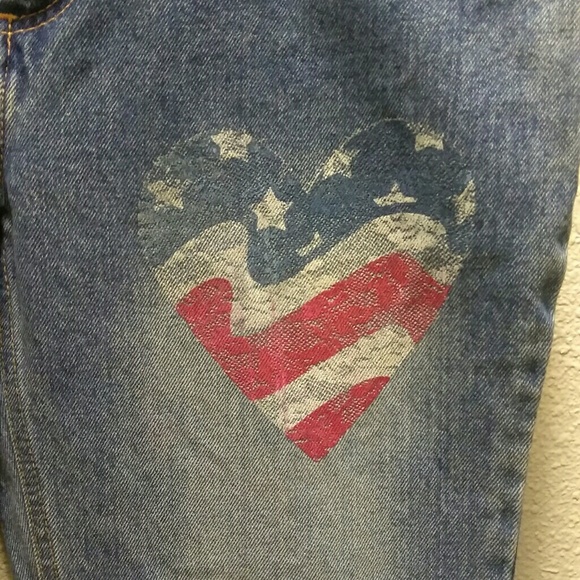 #036👉🏼Bell Bottom Blue Jeans With American Flag Left Leg - Picture 3 of 6