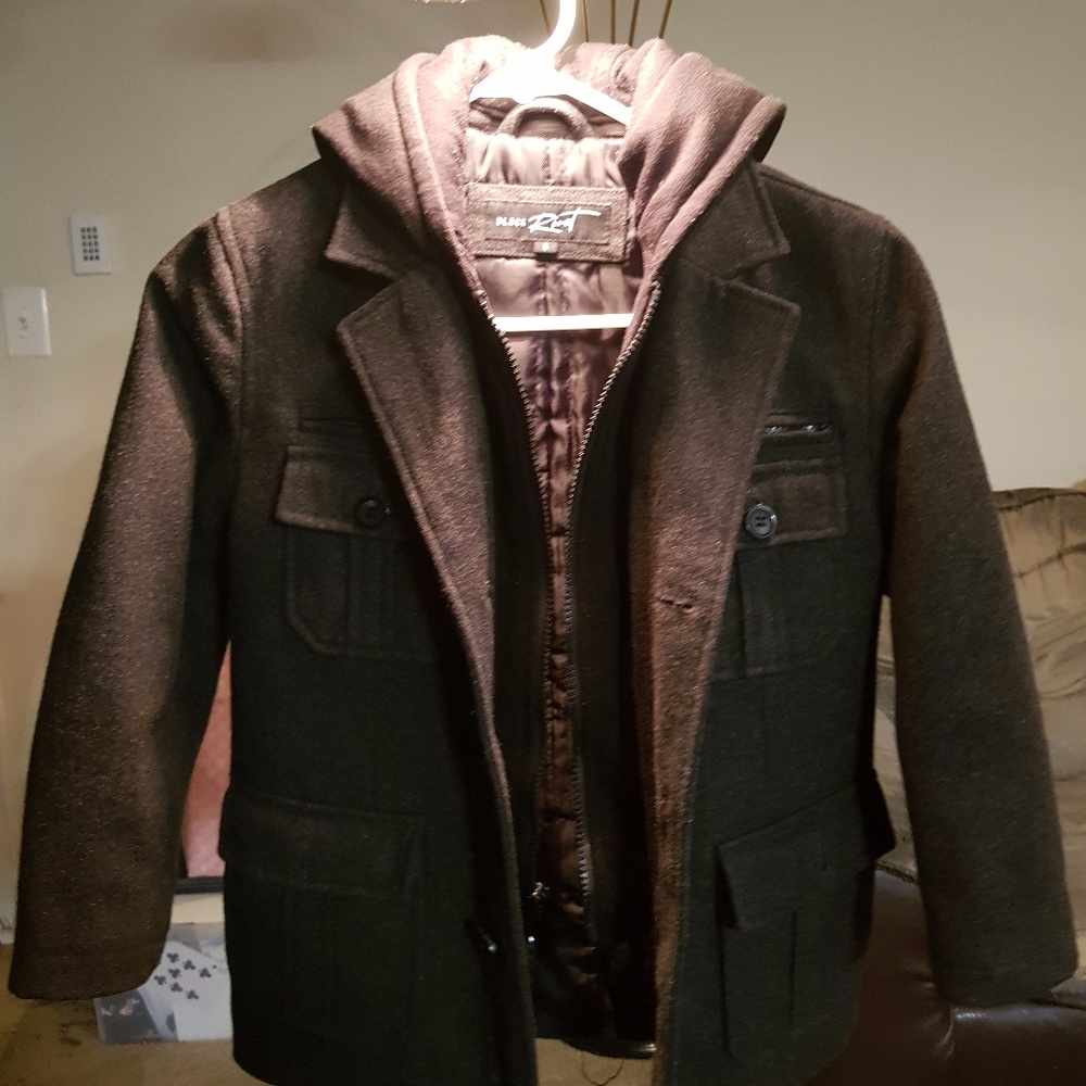 Boy's Wool Blend Peacoat with Removable Hood