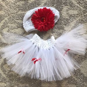 Photography props white and red tutu and hat