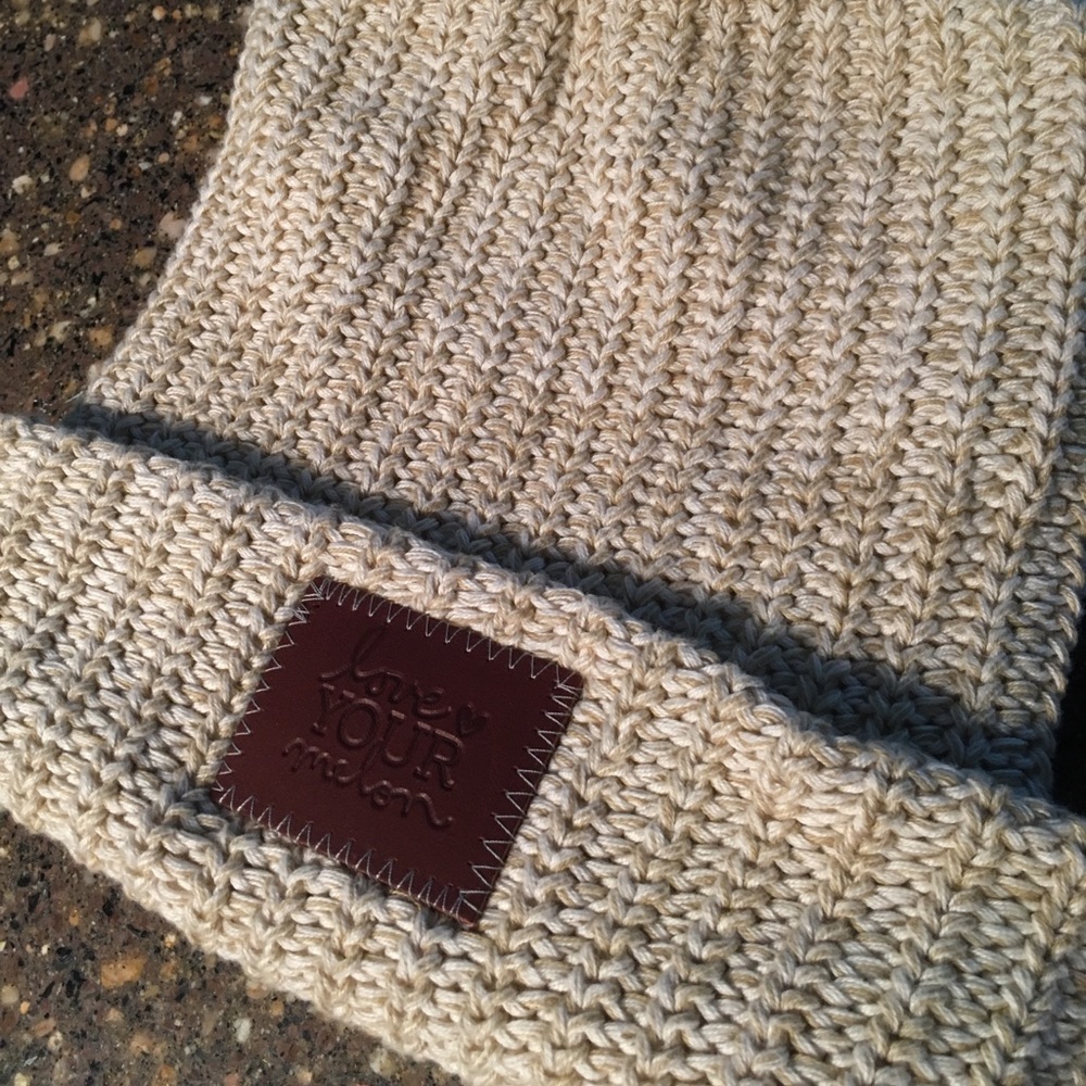 Love Your Melon cuffed beanie, cream-color